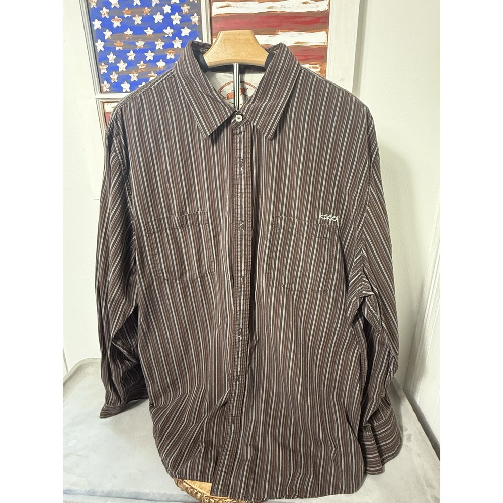 Kirra Brown Striped Long Sleeve Button Up Shirt for Men‎ Size 2XL
